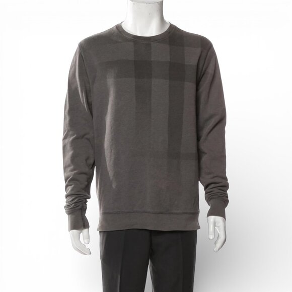 Burberry Brit Exploded Check Crewneck Sweatshirt Gray Size Small